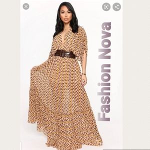 Fashion Nova Plus Size Chiffon Maxi Dress 1X